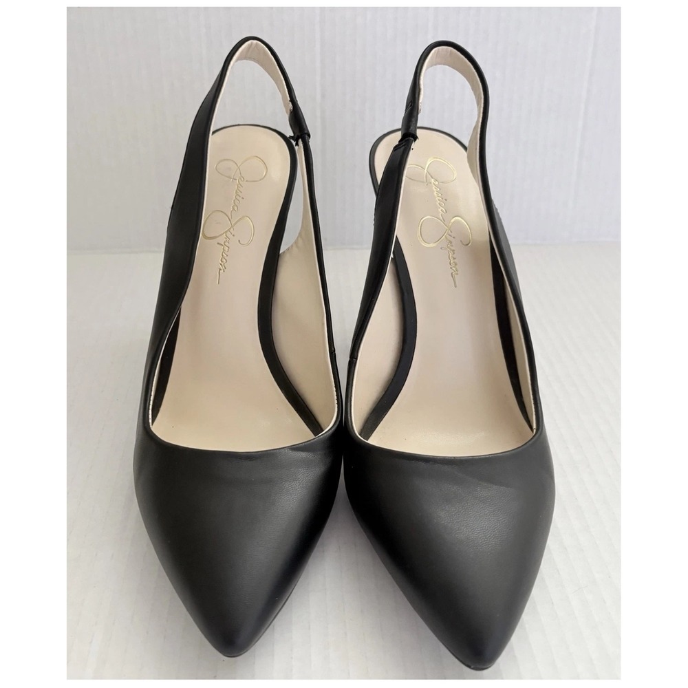 Jessica Simpson Womens Black Pointed Toe Slingback Stiletto Heel Pumps Shoes